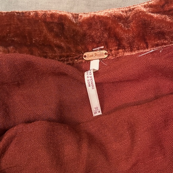 Free People Velour Mini Skirt - color: Rust, Size 10 runs small - Picture 3 of 3